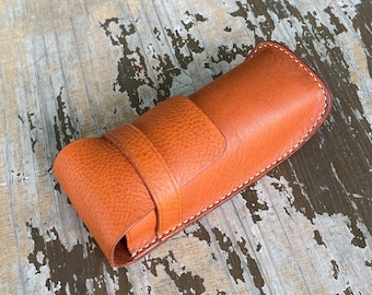 Handmade Italian Leather Fountain Pen Case: Personalized Pencil Pouch