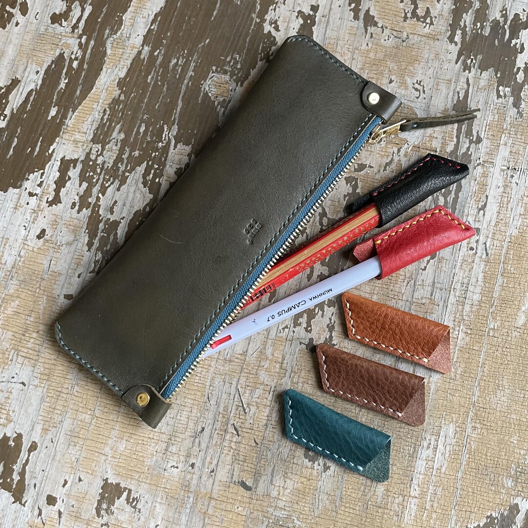 Handmade Leather Pencil Cap | Minimal Stationery Accessory - Etsy