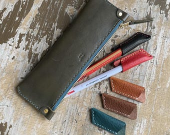 Tapa de lápiz de cuero hecha a mano / Accesorio de papelería minimalista