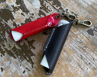 Personalized Leather Lip Balm Case, Essential Oil Holder Keychain, Handmade Veg Tan Gift
