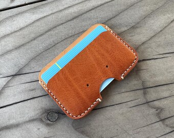 Natural Veg-Tan Emo Wallet – Color Block Leather Card Holder