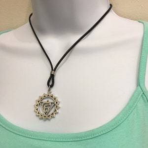 VISHUDDHA CHAKRA #5, THROAT Chakra  Charm Necklace 2mm wax cord 16-18 inches Adjustable