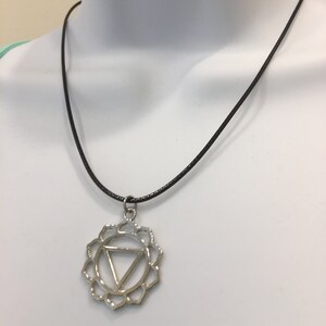 MANIPURA CHAKRA #3 CHARM Silver Plated, 1.5mm waxed cord 17-18 inches Adjustable Necklace