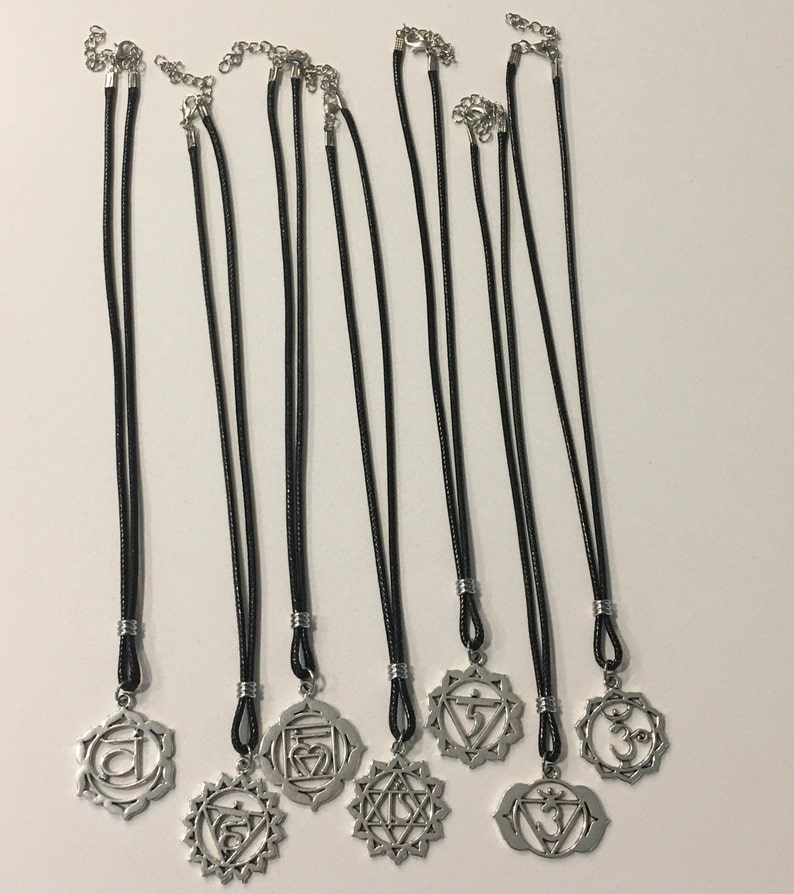 VISHUDDHA CHAKRA #5 THROAT Chakra Charm Necklace 2mm wax cord 16-18 inches Adjustable