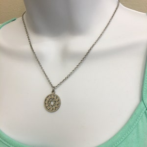 ANAHATA CHAKRA #4, Stainless Steel HEART Chakra  Charm, 16 inches long and  2.5mm Stainless Steel Cable Chain.