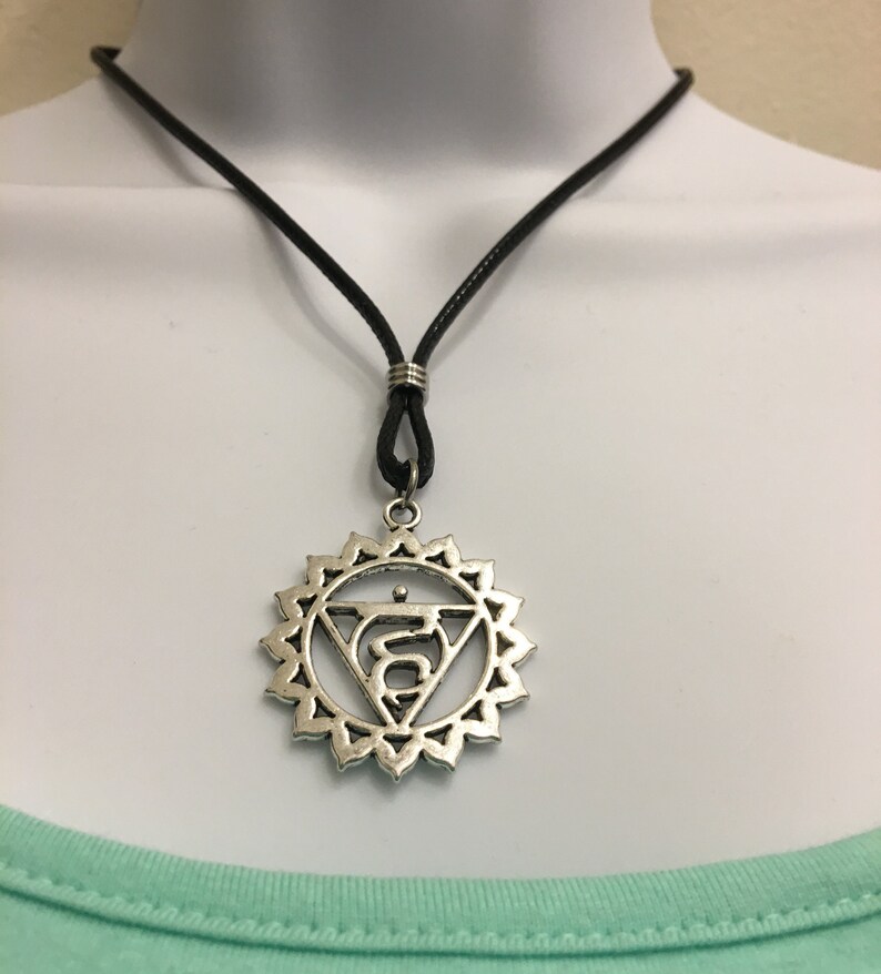 VISHUDDHA CHAKRA #5 THROAT Chakra Charm Necklace 2mm wax cord 16-18 inches Adjustable