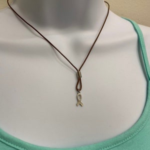 AWARENESS RIBBON 17-18 Inches length cotton waxed cord  Necklace, 1.5 mm  Waxed Cord  (Faux Leather Cord)