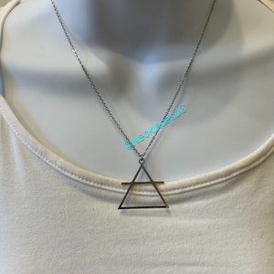 Air Alchemical Pendant Stainless steel Feminine Emblem Air Element Amulet 1.5 mm  cable Stainless Steel