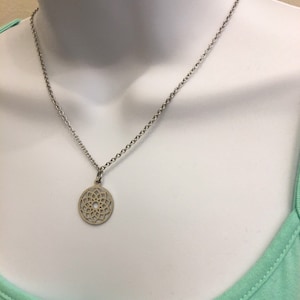 SAHASRARA CHAKRA # 7, Stainless Steel CROWN Charm,  16 inches long 2.5mm Stainless Steel Chain.