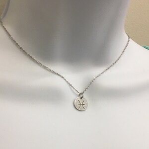 ZODIAC SIGN PISCES Stainless Steel  Necklace, 1.5 mm  cable Stainless Steel Chain.