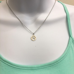 Dog Paw Prints Stainless Steel Necklace: Minimalist Cable Chain