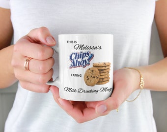 Personalized Chips Ahoy cookie eating Milk Drinking Mug Coffee Cup Cookie Lover Gifts