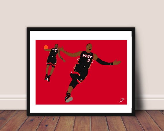 Wade to Lebron Miami Heat NBA Wall Art Faceless Minimalist Poster
