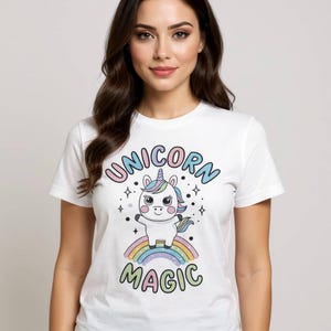 Unicorn magic rainbow dream tee for girls