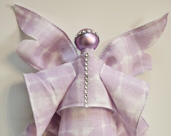 Púrpura y blanca Tie-dye Ribbon Angel / Adorno / Recuerdo / Regalo inspirador / Decoración