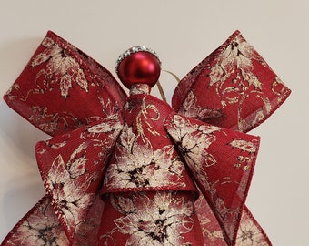 Rojo con Ángel de cinta floral (oro y blanco) / Adorno / Recuerdo / Regalo inspirador / Decoración