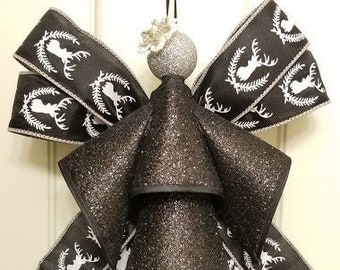 Purpurina negra con ángel de cinta de ciervo / Adorno / Recuerdo / Regalo inspirador / Decoración