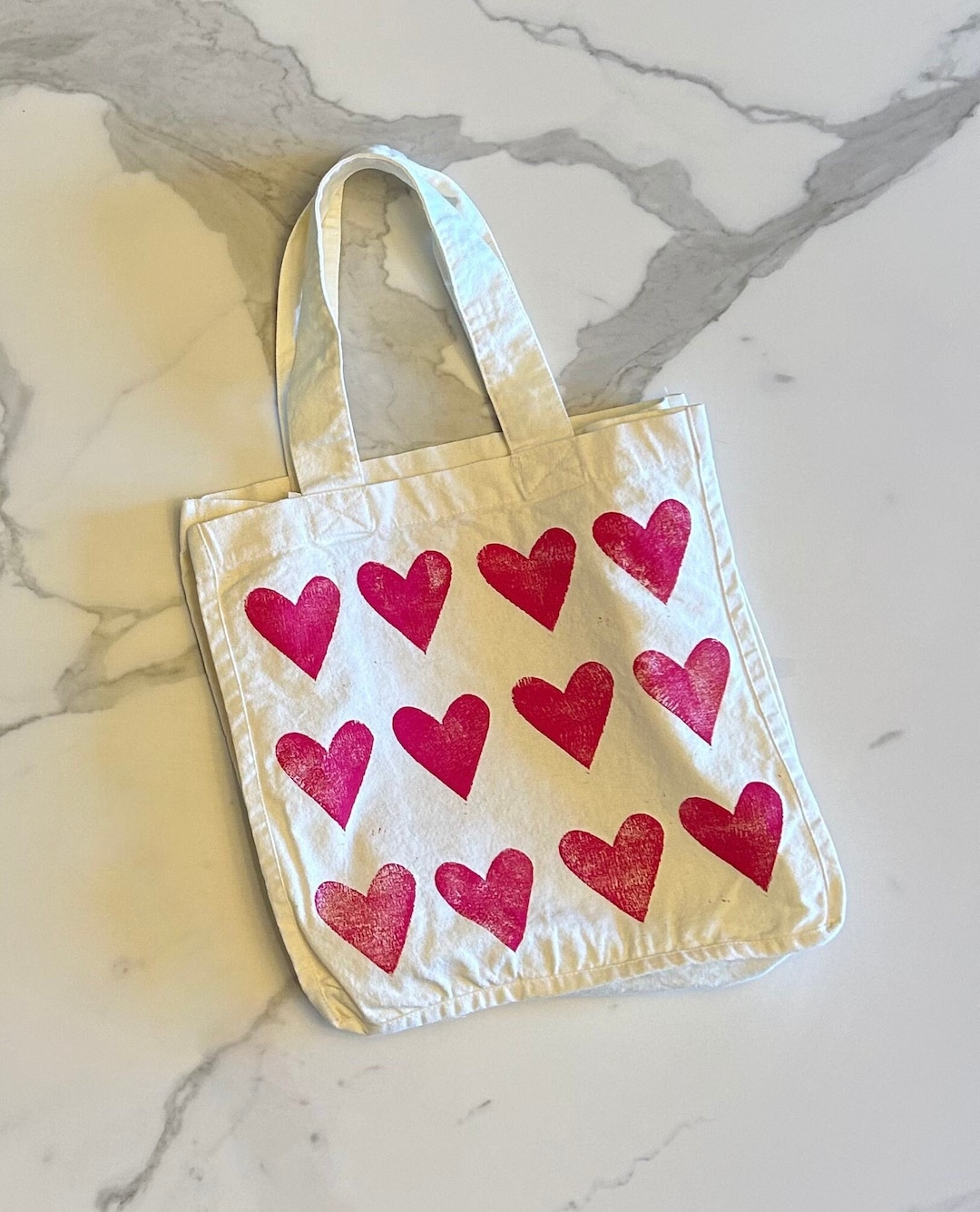 Magenta Heart Large Tote Bag