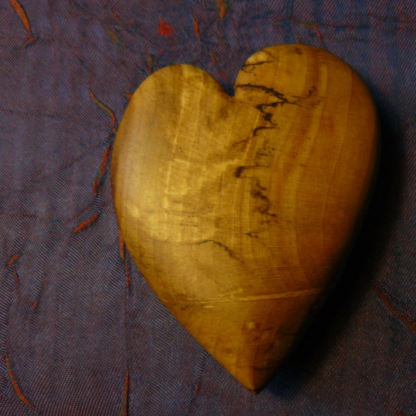 Wuthering hearts. Hand carved from wood from the Bronte parsonage & natural ochre pigment from Top Withens collectors ornament or pendant.