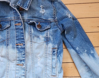 SIZE 8 Kids Distressed  Jean Jacket - Ready to Ship