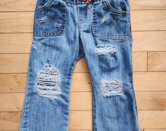 SIZE 2T Kids Distressed Flare Jeans - Ready to Ship