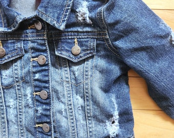 Veste en jean effet vieilli pour enfants SIZE 3T - Prête à être expédiée