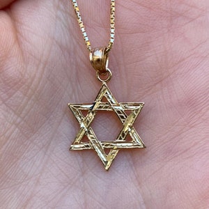 14k Dainty Star Of David pendant. Diamond Cut Star of David Gold necklace. Jewish Star Charm. Mitzvah gift.