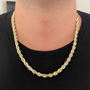 14k 8mm Solid Gold Rope Chain. Thick Heavy Solid Rope Chain. Mens Chains. High quality Gold Chain.