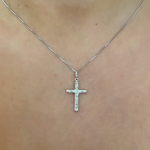 14k White Gold Crucifix Cross Pendant. White Gold Cross. Baptism Gift. First Communion Gift.