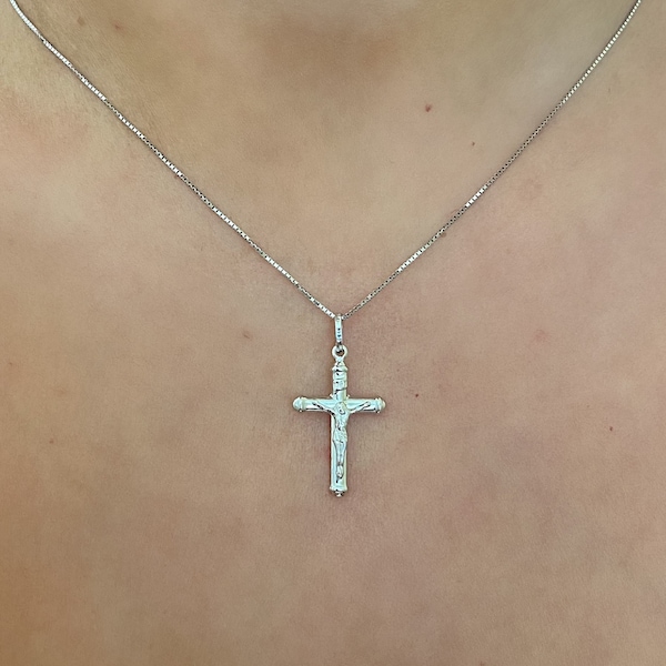 White Gold Cross Etsy
