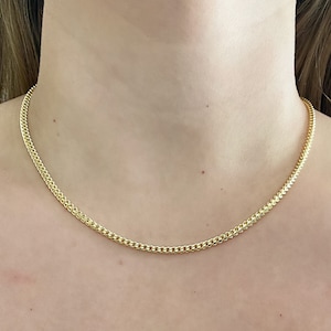 14k Franco Chain. Solid Gold Franco Chain. 2.5mm Franco. Unisex Chain. Layering chain.