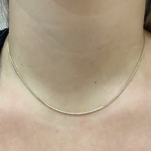 14k Gold Box Chain. 1.2mm Box Chain. Classic Solid Gold Box Chain.