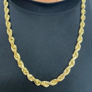14k 8.5mm Solid Gold Rope Chain. Thick Classic Gold Rope Chain. Mens Rope Chains.