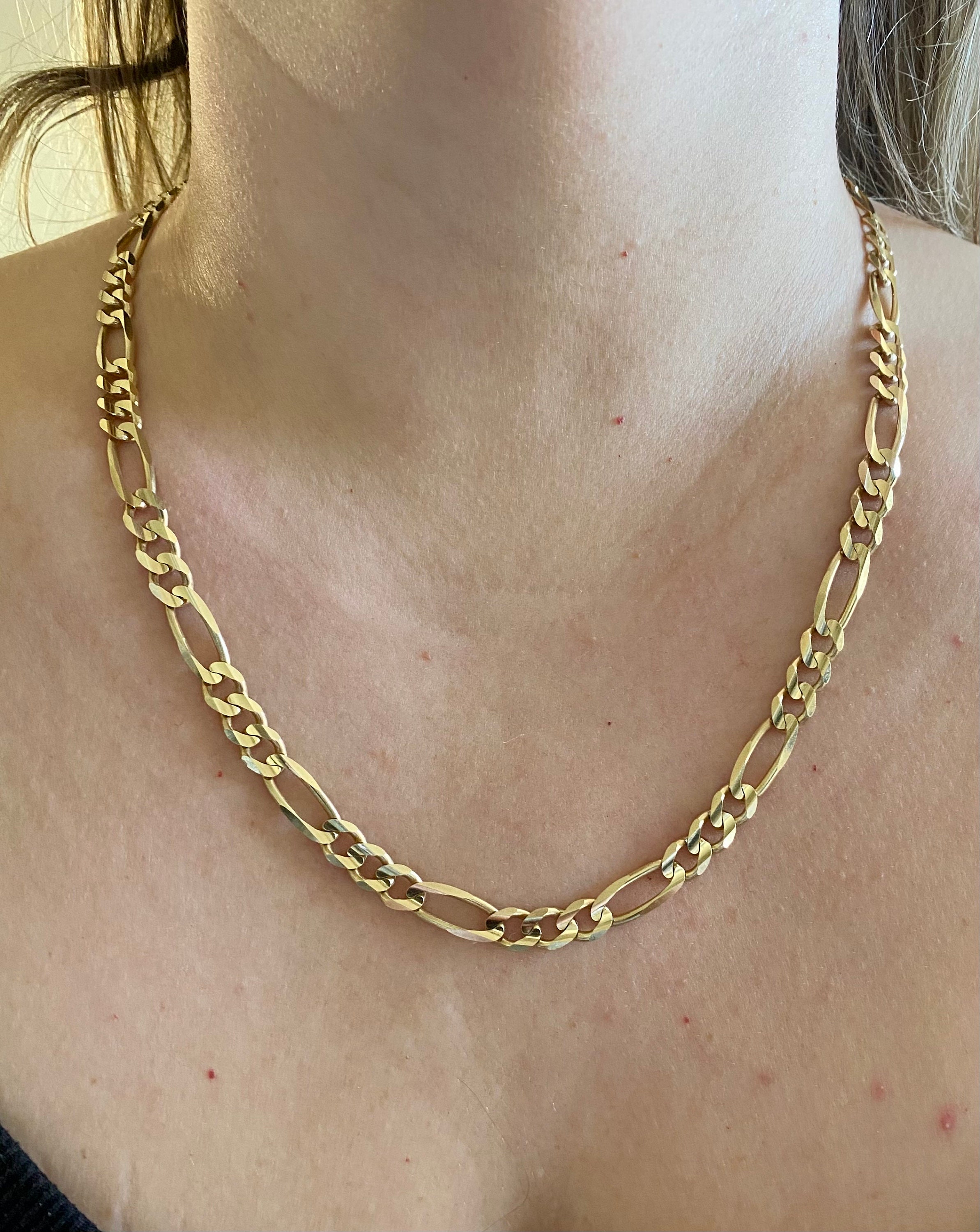 14k Solid Gold Diamond Cut Figaro Chain. 7mm Figaro Chain 14k Solid Gold Diamond Cut Figaro Chain. 7mm Figaro Chain