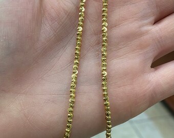 14k Moon Cut Chain. Beaded Diamond Cut 