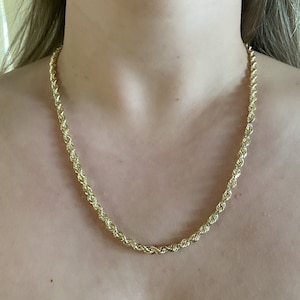 14k 4.5mm Solid Gold Rope Chain. Classic Rope Chain. Unisex Chains.