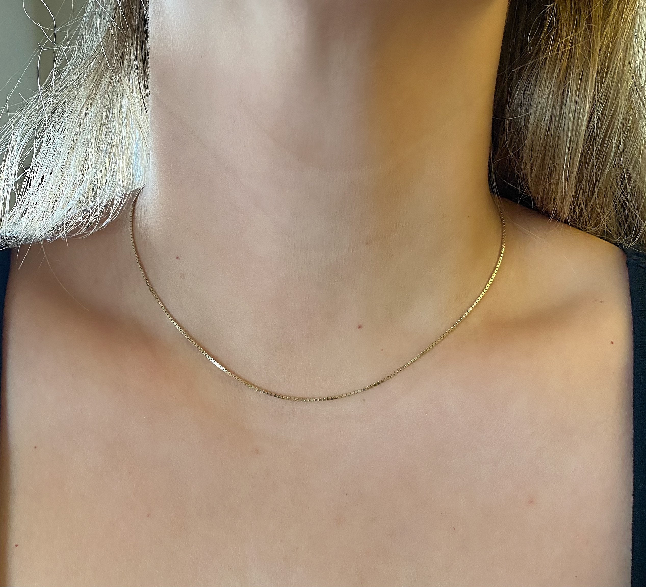14k Gold Boxed Chain. Genuine Gold Diamond Cut Boxed Chain. Classic ...