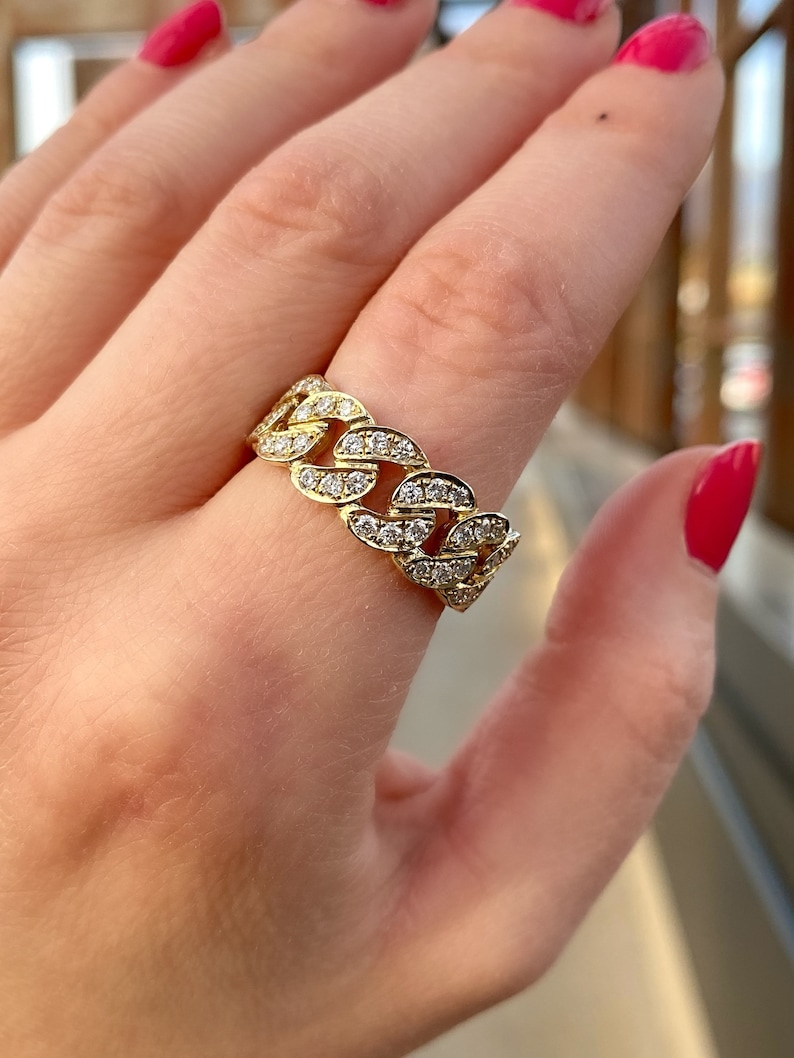 14k Miami Cuban Link Ring. 9mm Diamond Cuban Mens Band. Mens Etsy