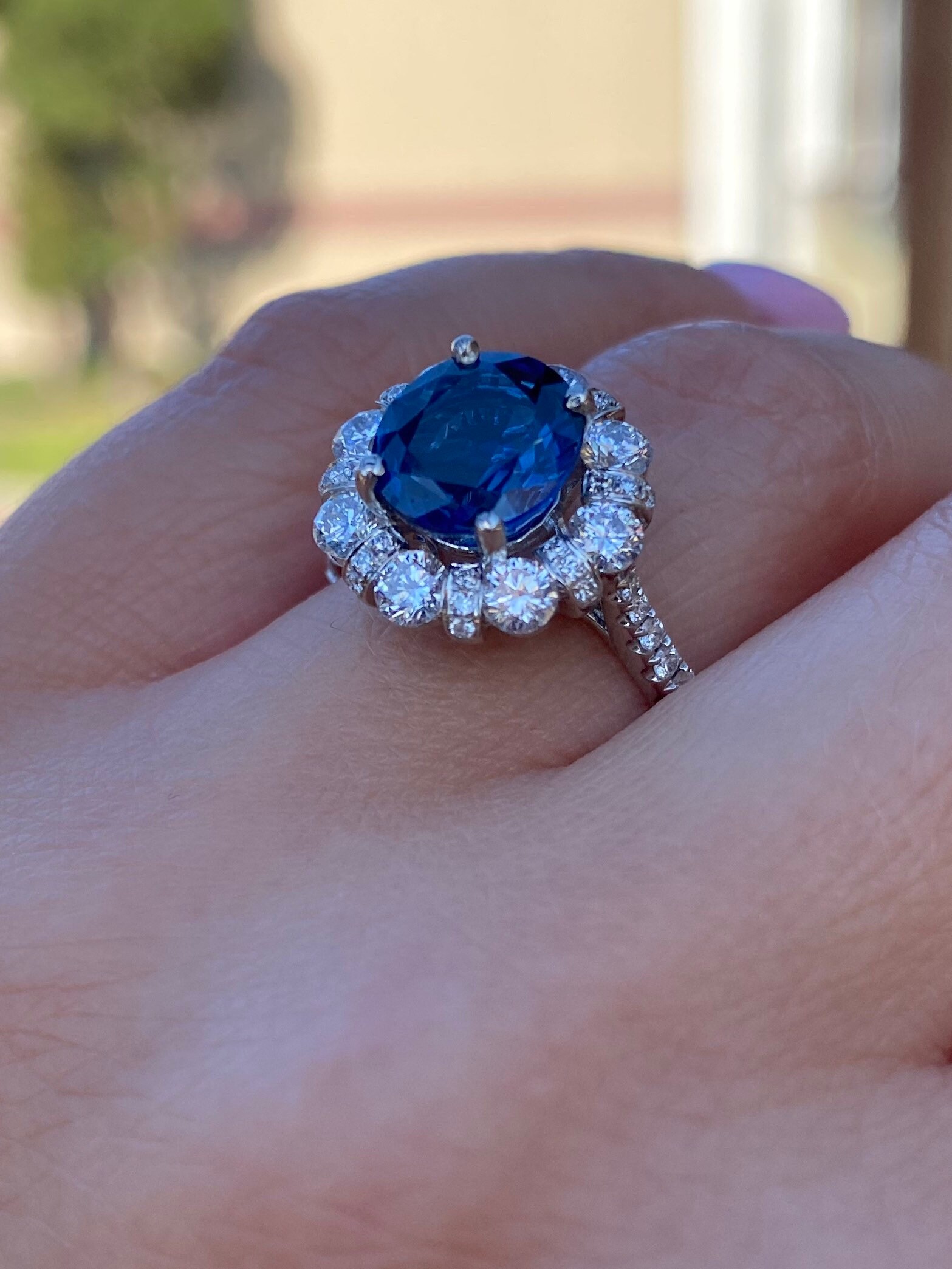 Sapphire on sale halo ring