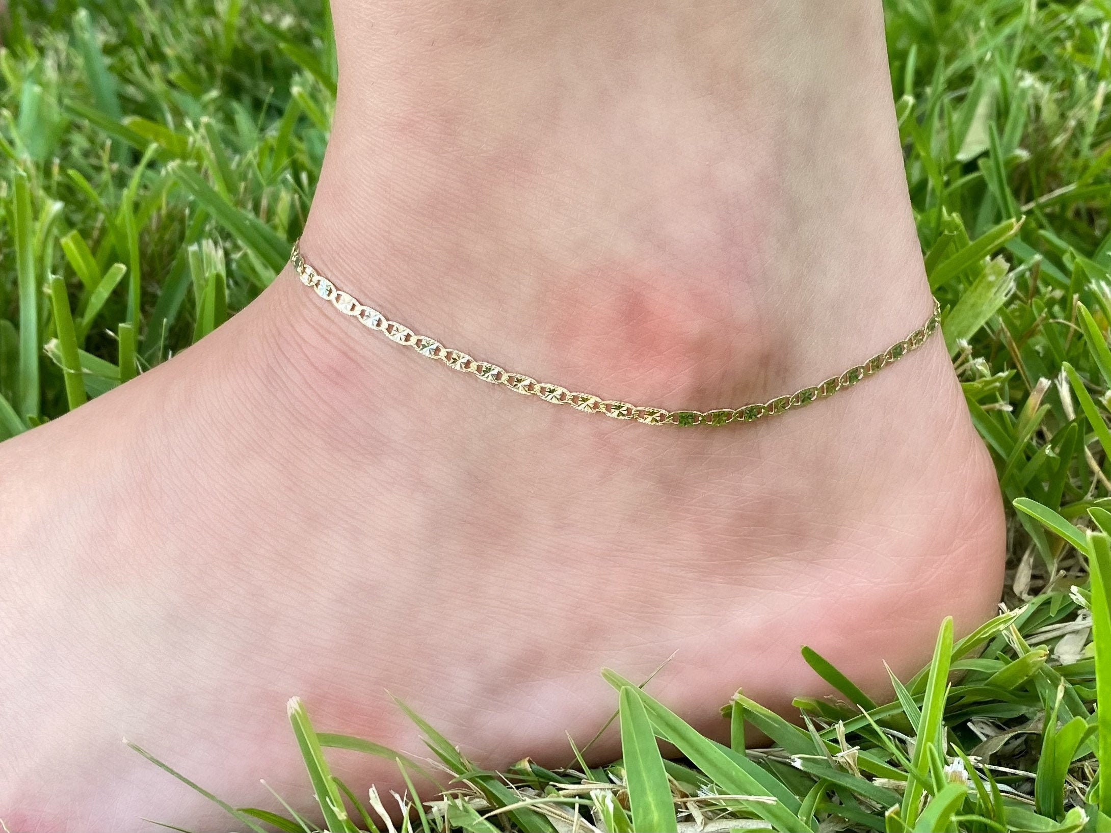 Two tone gold anklet deals