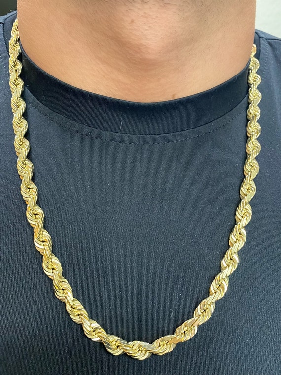 14k 8.5mm Solid Gold Rope Chain. Thick Classic Gold Rope Chain
