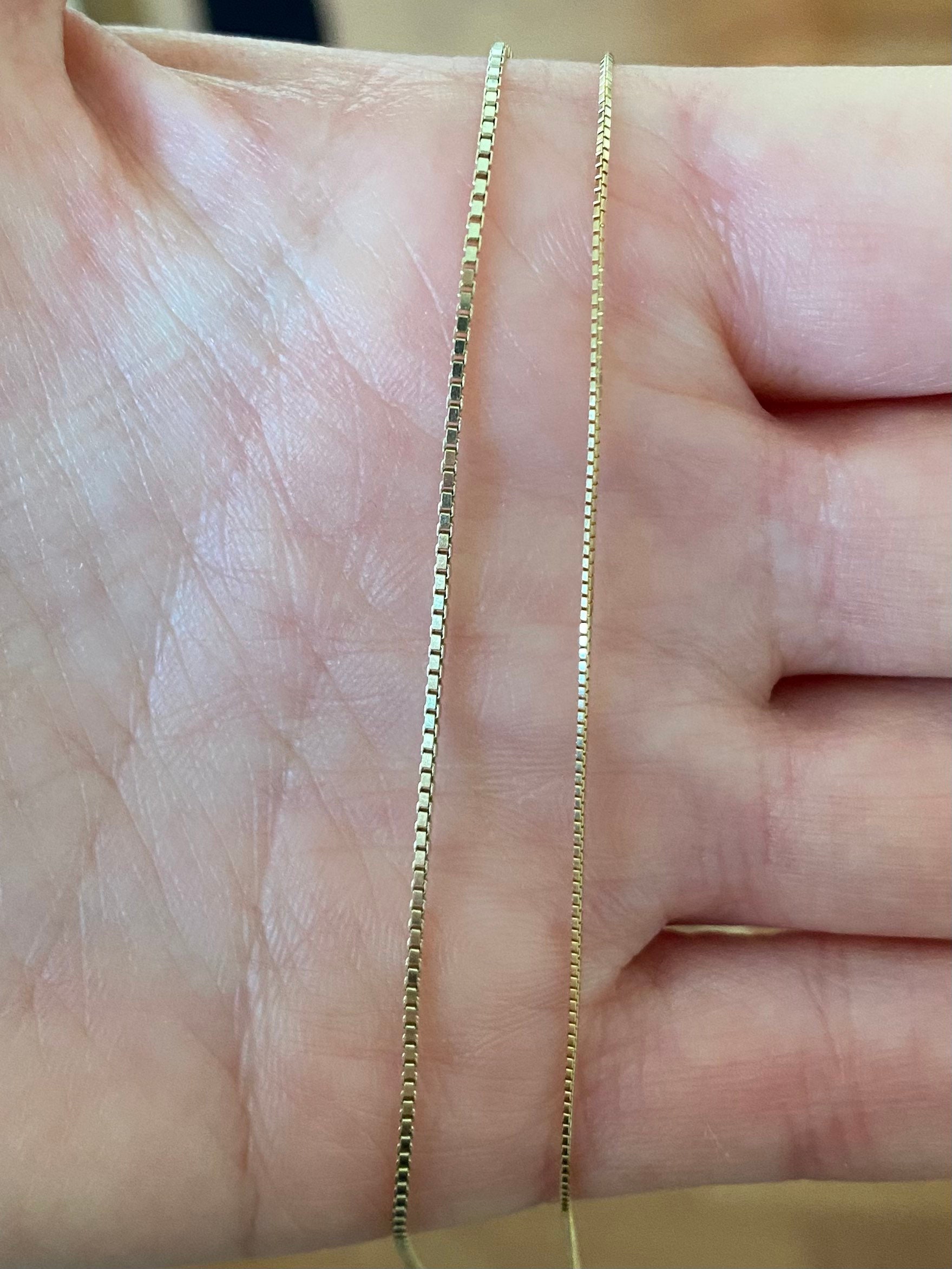14k Gold Boxed Chain. Genuine Gold Diamond Cut Boxed Chain. Classic ...