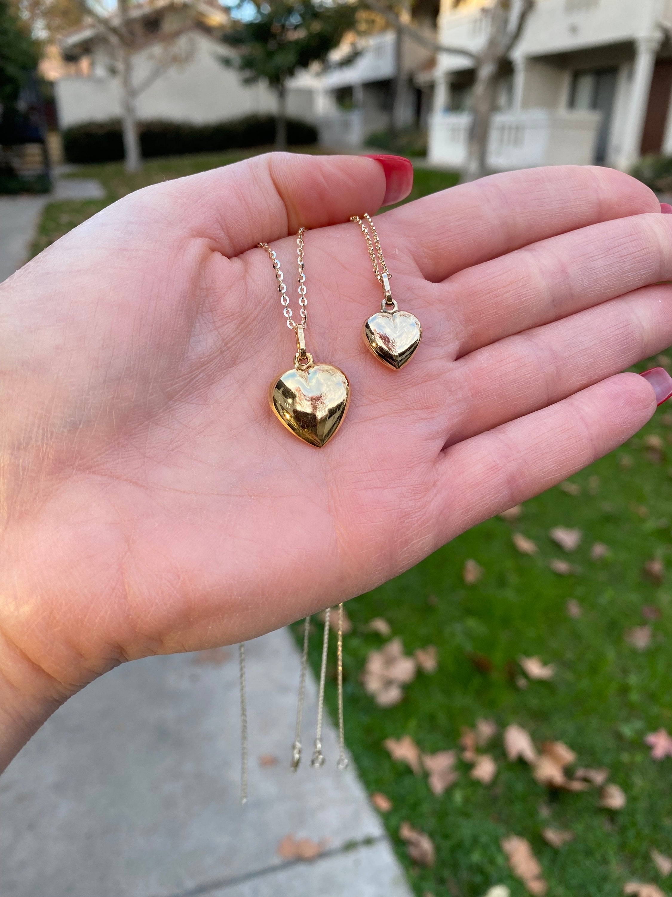 14k Solid Gold Heart Pendant. Puffy Heart Charm Pendant 14k Solid Gold Heart Pendant. Puffy Heart Charm Pendant