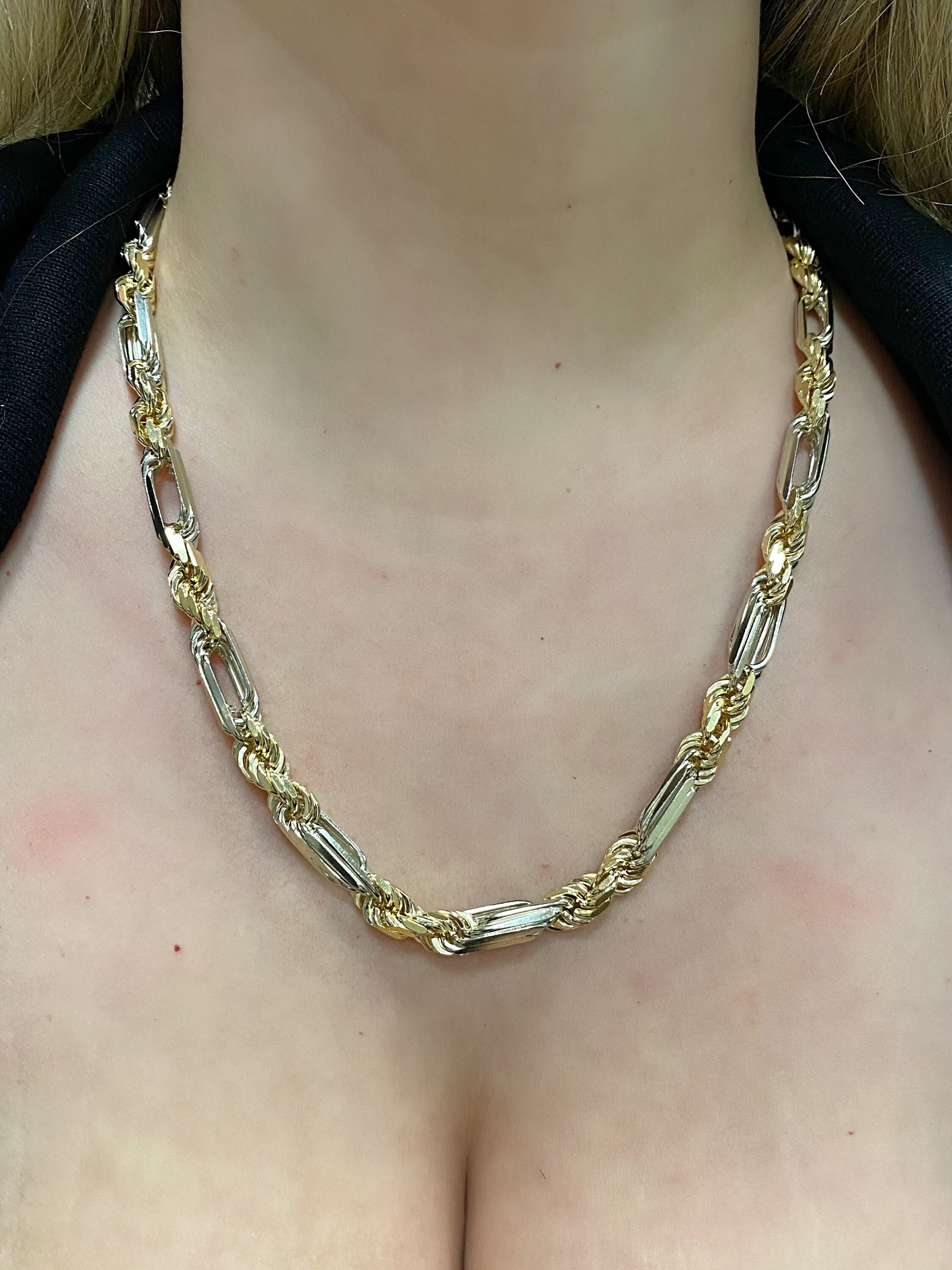 14k Figarope Chain. Thick 8mm Figaro Rope Mens Chain. Two tone Figarope Chain. Etsy Canada