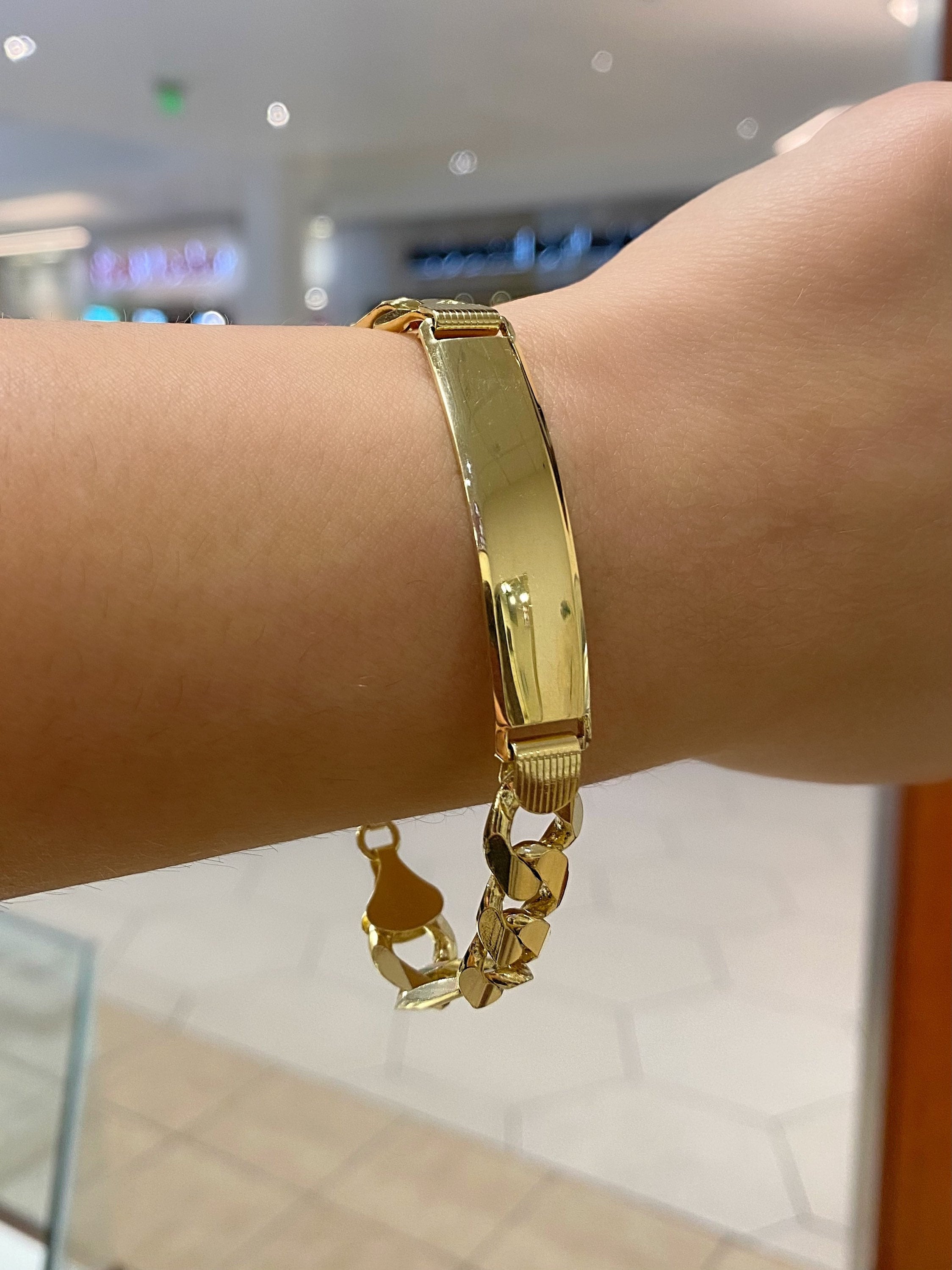 14k gold id bracelet men's