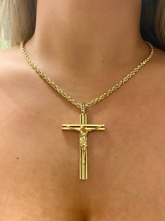 Colgante de cruz de crucifijo para hombre de oro de - México
