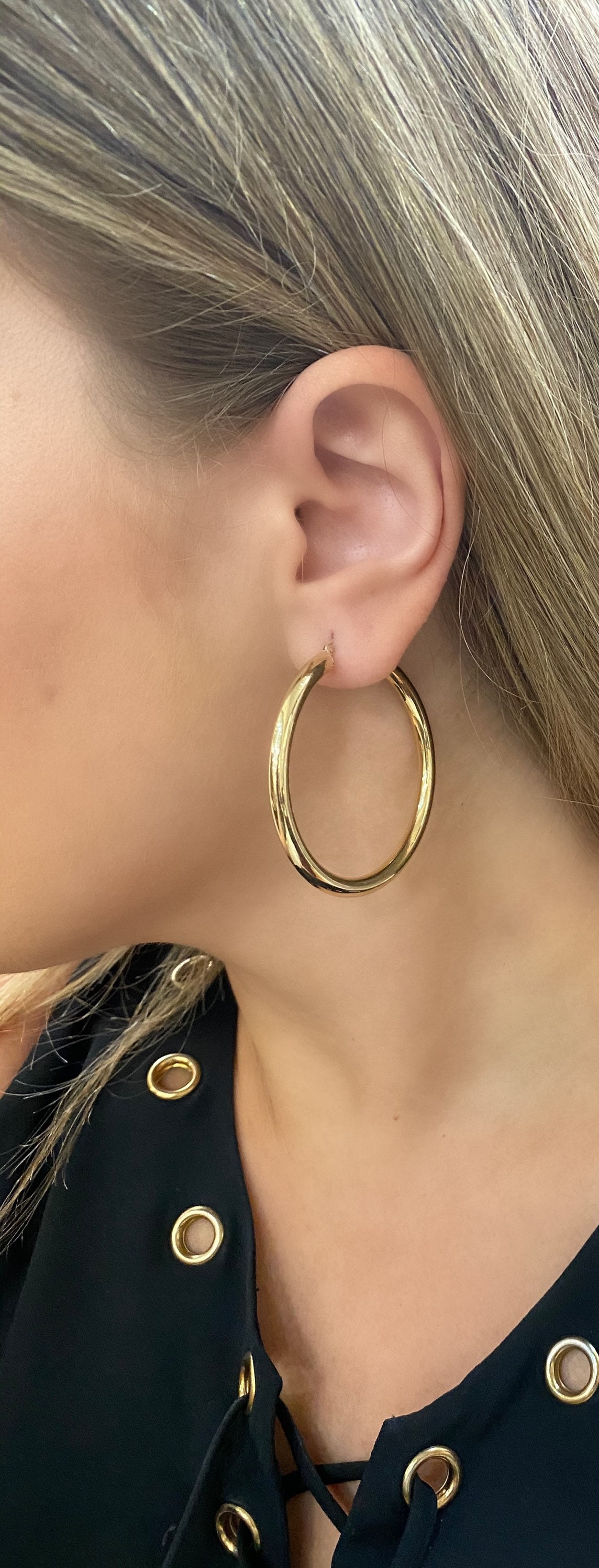 2 inch thick gold hoop earrings deals