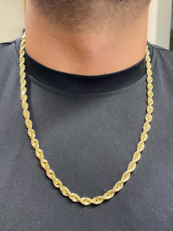 14k 6mm Solid Yellow Gold Rope Chain. Classic Rope Chain. Mens Gold Chain.  - Etsy