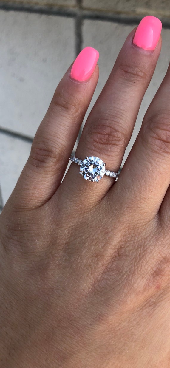 Round pave engagement ring sale