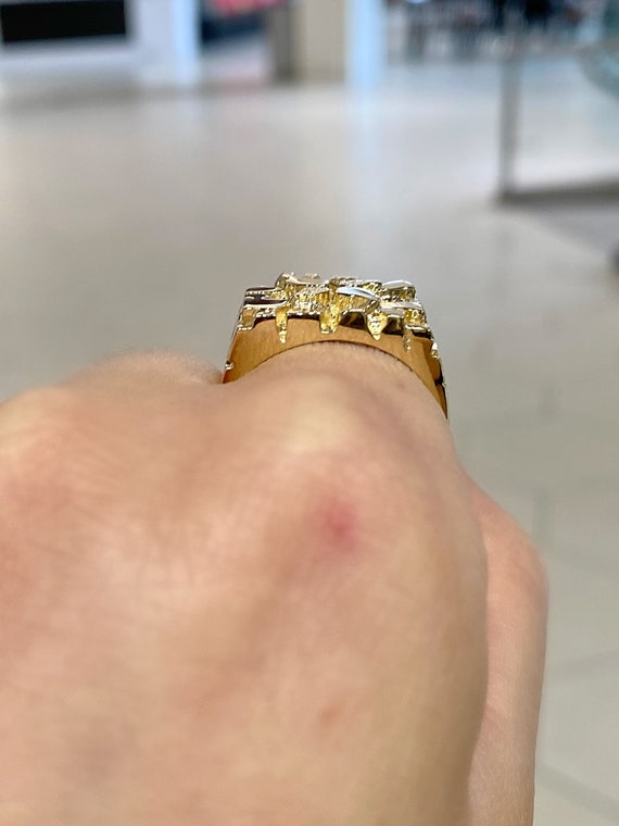 14k Mens Nugget Ring. Solid Gold Classic Nugget Ring. Pinky 14k Mens Nugget Ring. Solid Gold Classic Nugget Ring. Pinky